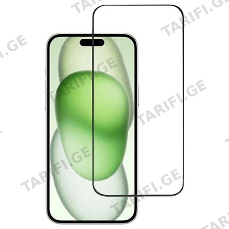 ეკრანის დამცავი GLASS PRO+ 111D FULL SCREEN APPLE IPHONE 15-ისთვის შავი
