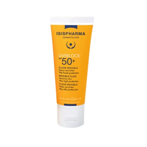 ისისფარმა - მზისგან დამცავი Uveblock SPF 50+ Fluide Invisible სახის ფლუიდი გამჭვირვალე მშრალი კანის 12+ 40მლ