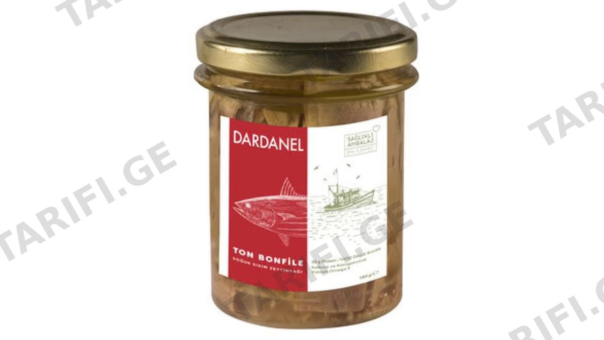 თევზის კონსერვი /Dardanel/ თინუსი ზეითუნის ზეთში შუშა 005346 /12*185 გრ