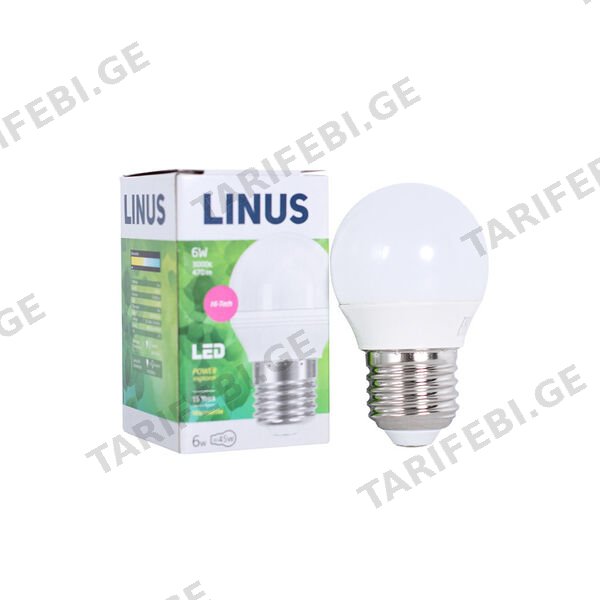 LED ნათურა ეკო 6ვტ 3000კ LINUS E27 Lin28-8478