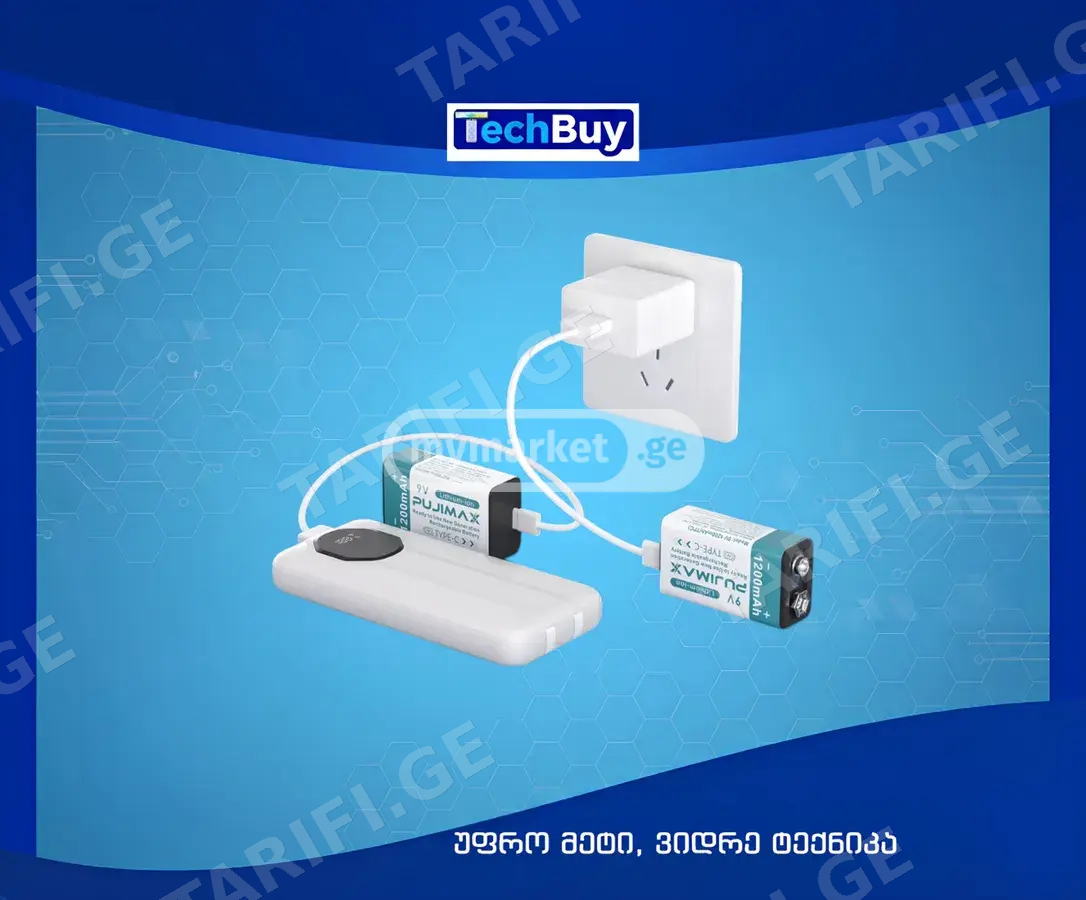 დატენვადი ელემენტი PUJIMAX 9V (კრონა) 1200mAh