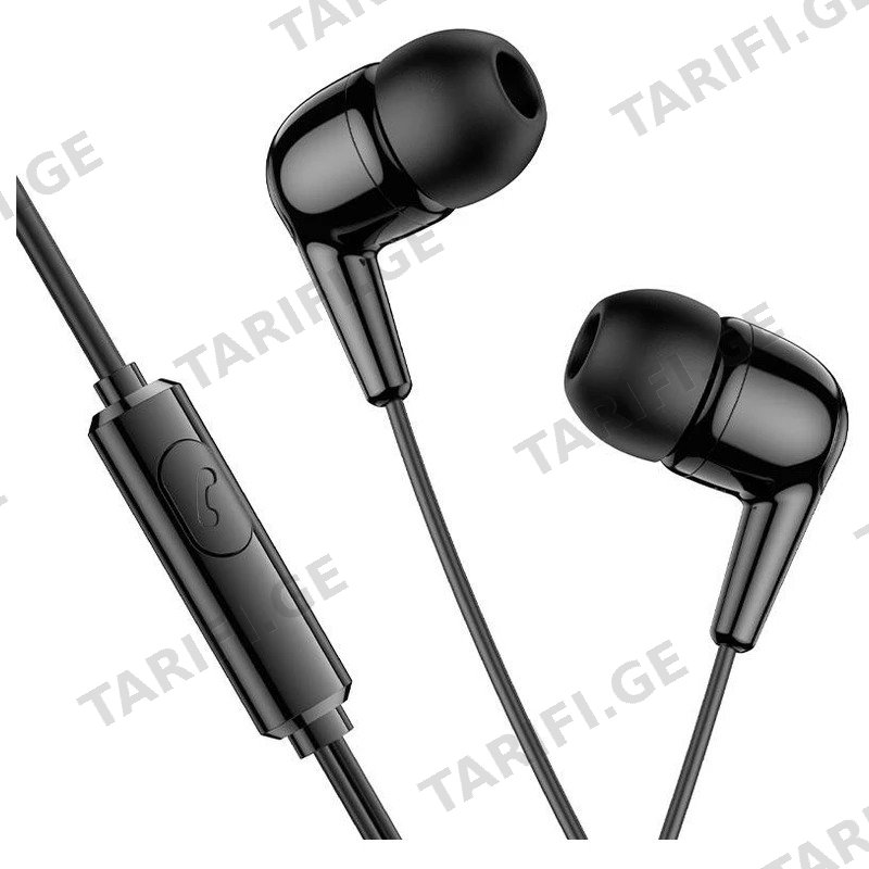 სადენიანი ყურსასმენი მიკროფონით HOCO M97 ENJOY 3.5MM JACK შავი