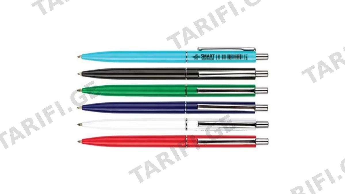 "centrum"- ღილაკიანი კალამი SMART oil based blue ink 1.00mm(assorted body ფერადიs) 36ც