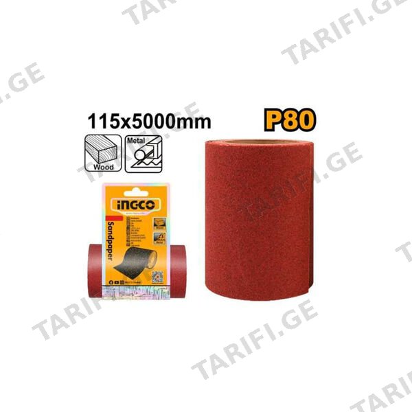 ზუმფარა ქაღალდის ფუძეზე 5მ-P80 (AKHS760804) INGCO