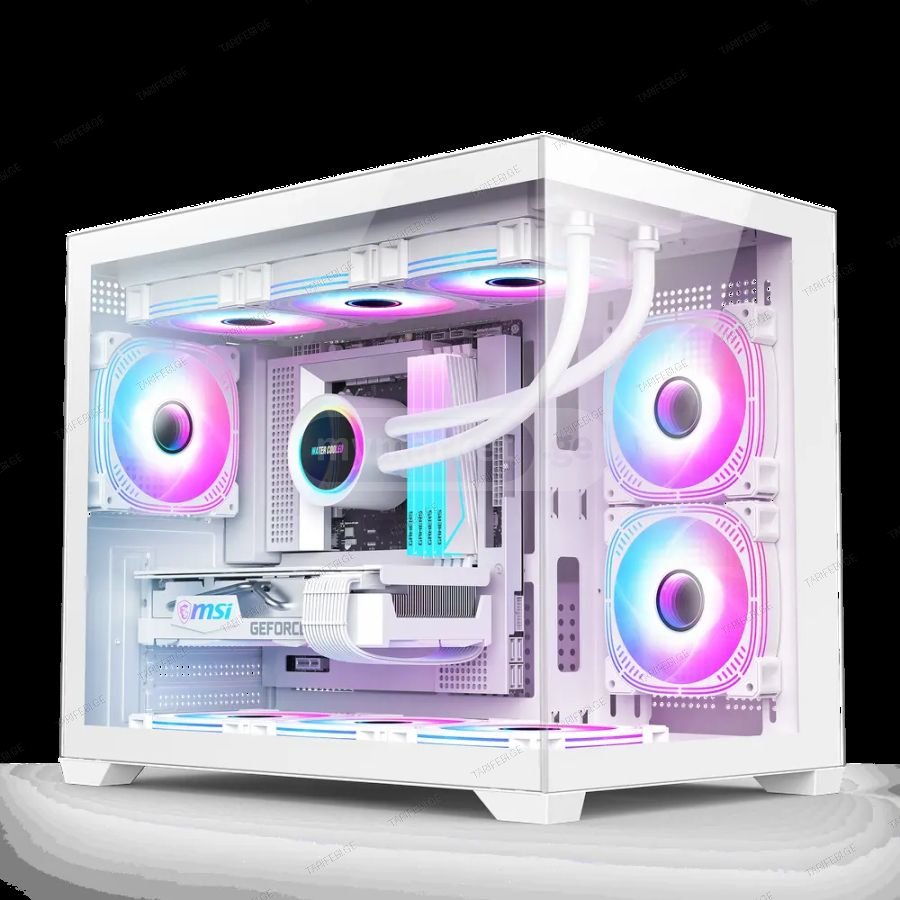 ქეისი 285M white double sided glass pc case