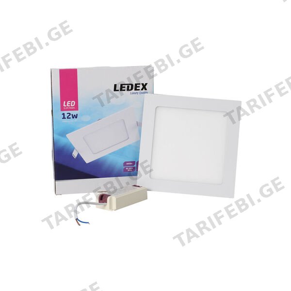 LED პანელური სანათი (კვადრატული) LED Slim Panel Light (Square) 12w 3000K