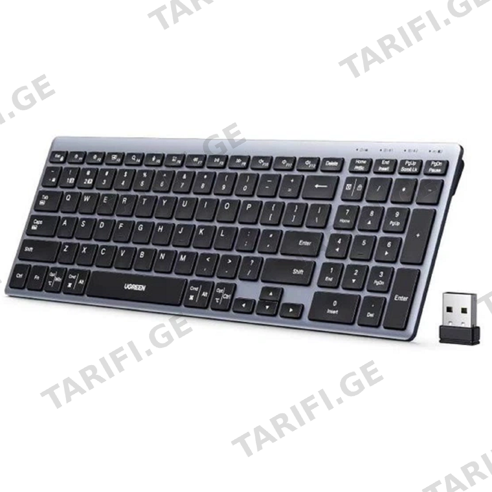 კლავიატურა UGREEN K552 (75163), Wireless, Bluetooth, USB, Keyboard, Grey