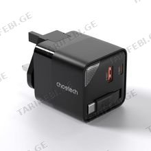 Choetech PD6091 NexGen PD65W GaN Wall Charger with Retractable Cable Black ადაპტერი