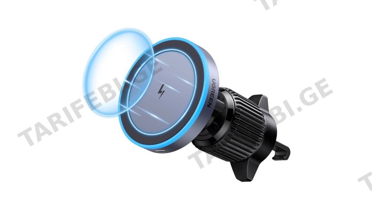 უსადენო დამტენი UGREEN W525 (35029), 15W, Magnetic Car Wireless Charger, Grey