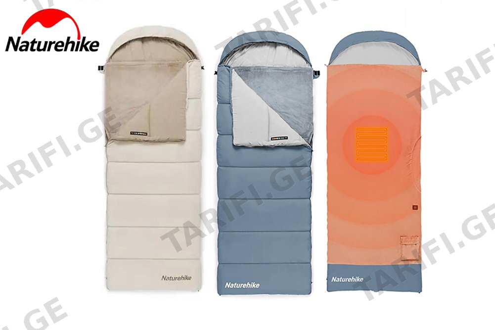 საძილე ტომარა USB გათბობით -1℃ / -7℃ / -25℃ Naturehike BE400