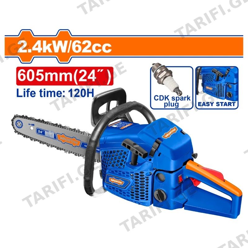 ბენზოჯაჭვური ხერხი ბენზინის WADFOW WGC1562 2.4KW სიმძლავრე