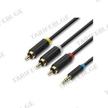 VENTION BCBBG 3.5mm Male to 3RCA Male AV Cable 1.5M Black კაბელი