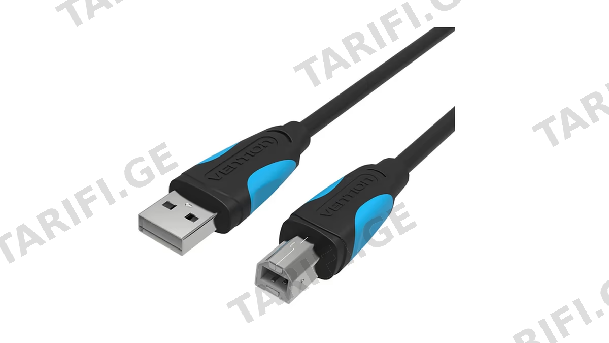 პრინტერის კაბელი VENTION VAS-A16-B500 USB2.0 A Male to B Male Print Cable,5M, Black