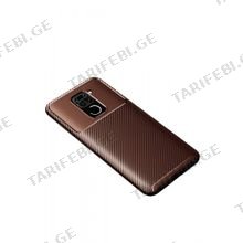 კარბონის ქეისი Xiaomi Redmi Note 9 Focus Carbon Case - ყავისფერი