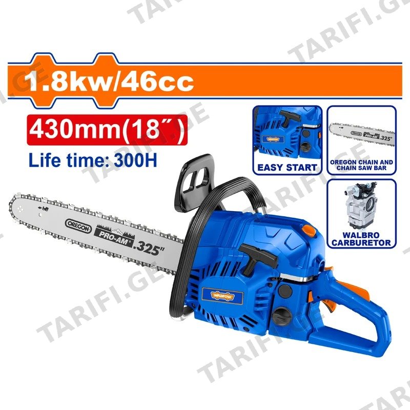 ბენზოჯაჭვური ხერხი ბენზინის WADFOW WGC2545 1.8KW 45 სმ