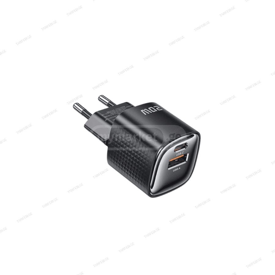 USB-C დამტენი Toocki Usb-c GaN pd charger 20W USB-A, Type-C Charger, XR01, Black
