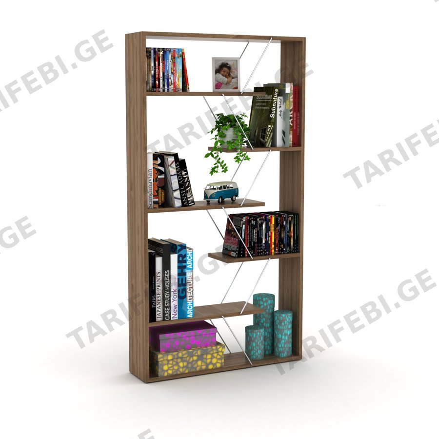 წიგნის თარო Bookcase (Walnut-Chromium) RF160302 (84*15*24)