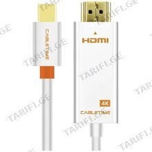 CABLETIME CT-AV588-03G-W1.8 CABLETIME Mini DP To HDMI Cable, Mini DP Male To HDMI Male, Support Full HD(1920*1080p)/60HZ, Gold Plated