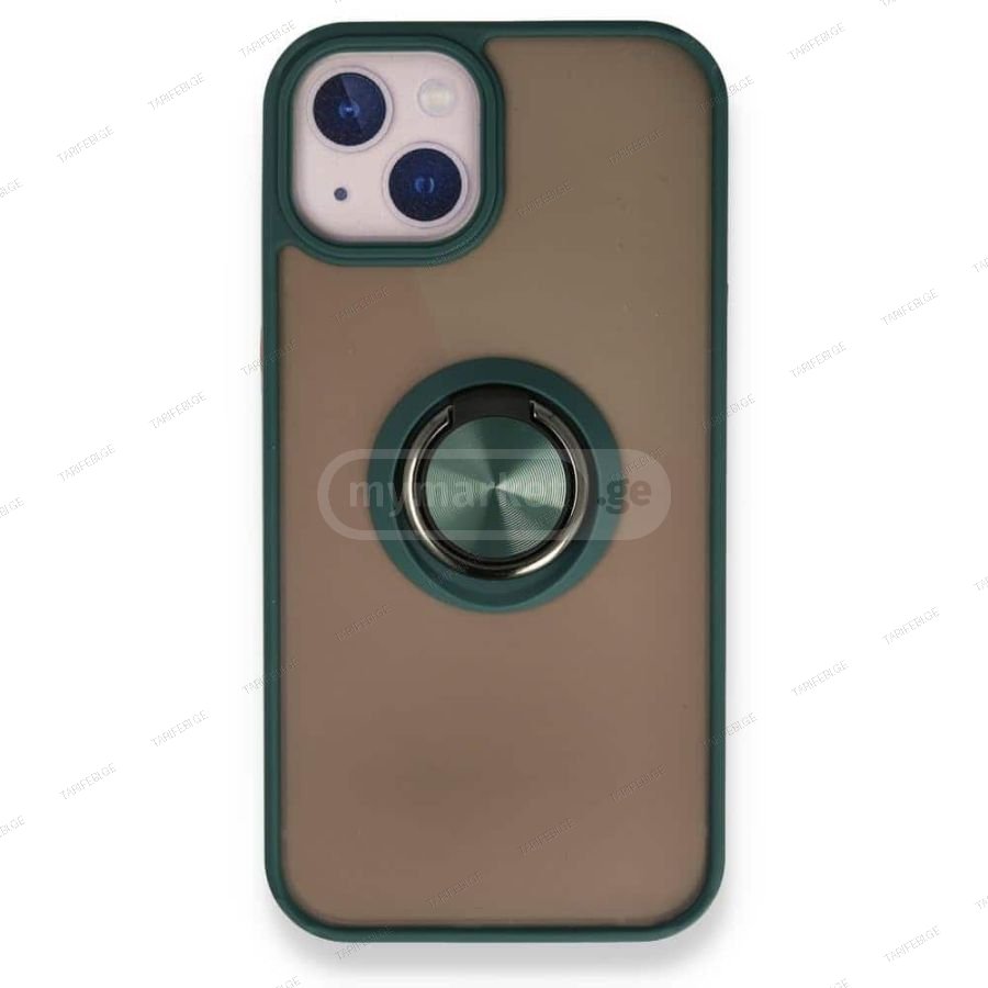 iPhone 15 Montreal Ring სილიკონის ქეისი ბეჭდით - მწვანე