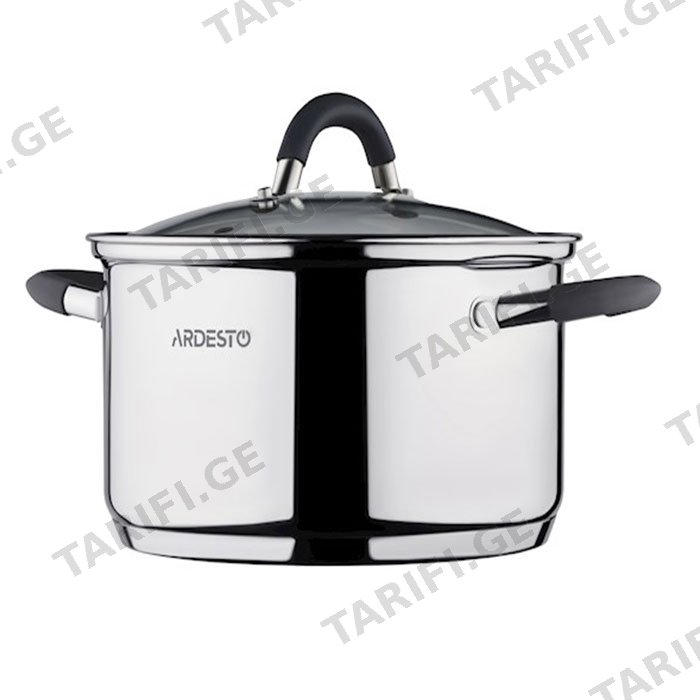 ქვაბი CASSEROLE ARDESTO GEMINI, GLASS LID, 4.7L, GRAY HANDLES WITH SILICONE