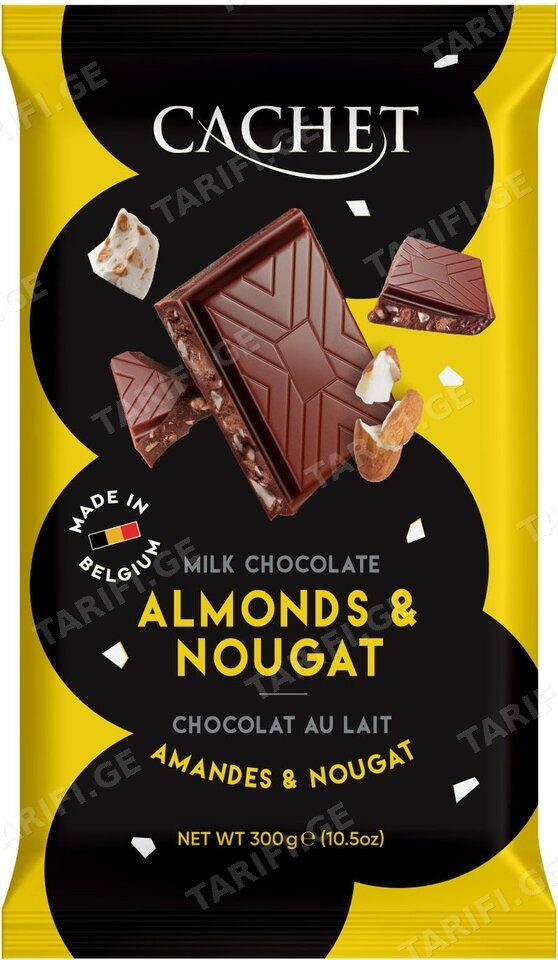 შოკოლადი /Kim's Chocolates/ "კაშე" პრემიუმ ბელგიური ნუშით და ნუგათი / 12*300 გრ
