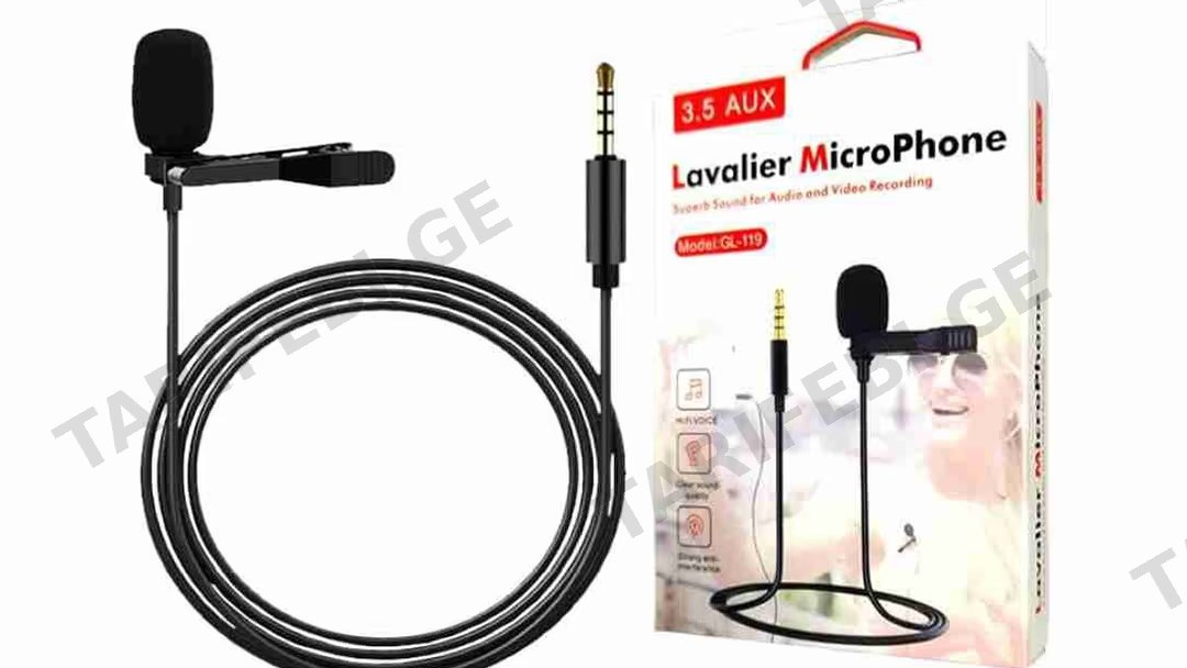 Lavalier Microphone AUX კაბელი