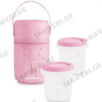 2 ცალი კონტეინერი შესანახი ჩანთით MINILAND PACK-2-GO HERMISIZED PINK