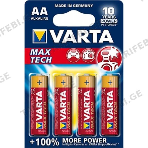 ელემენტი VARTA Alkaline Max Tech AA 1.5 V 4 ც