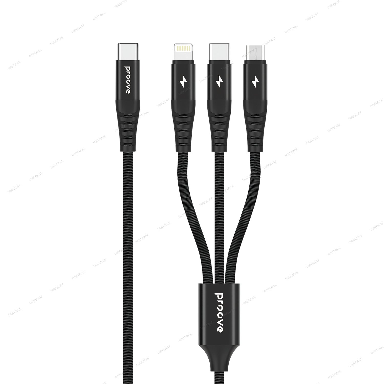 Cable Proove Hydra 3 in1 Type-C + Micro USB + Lightning (1m) black