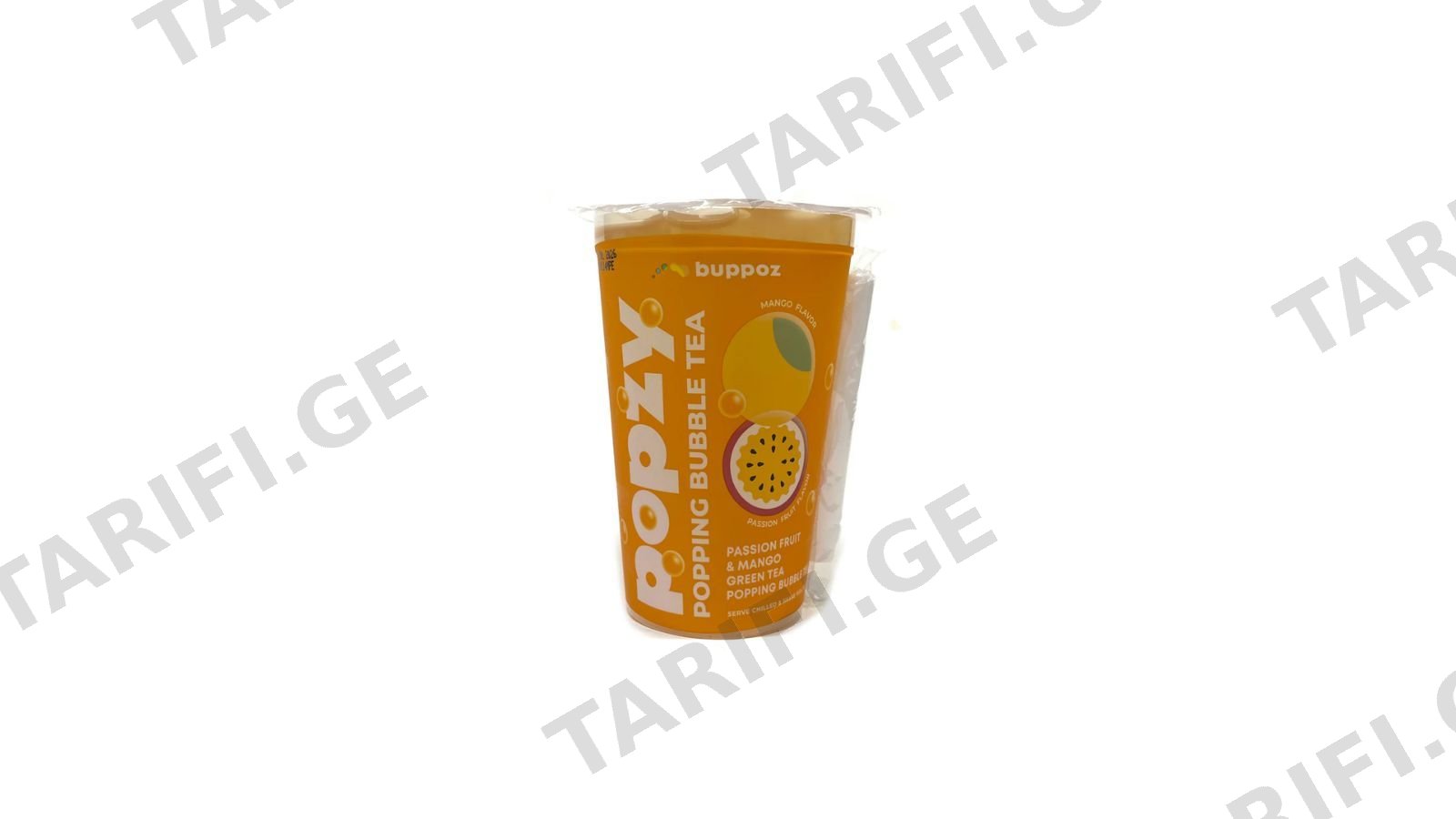 გამაგრილებელი სასმელი "POPZY" Bubble Tea მარაკუიას და მანგოს მწვანე ჩაი 410მლ.