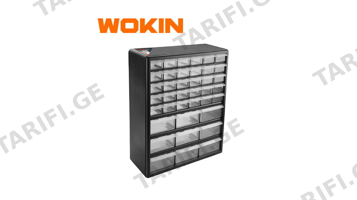 ხელსაწყოების ორგანაიზერი Wokin 900139, 39 DRAWER PLASTIC PARTS STORAGE HARDWARE AND CRAFT CABINET, Black
