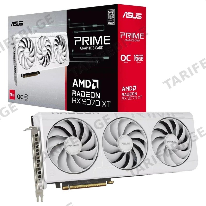 ვიდეო დაფა ASUS PRIME RADEON RX 9070 XT 16GB GDDR6 256-BIT თეთრი (90YV0L75-M0NA00)
