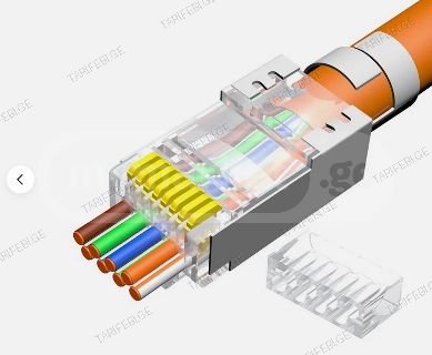 Cat7 Pass Throug Connector RJ45 10Gbps ქსელის ჯეკი ჯეკები