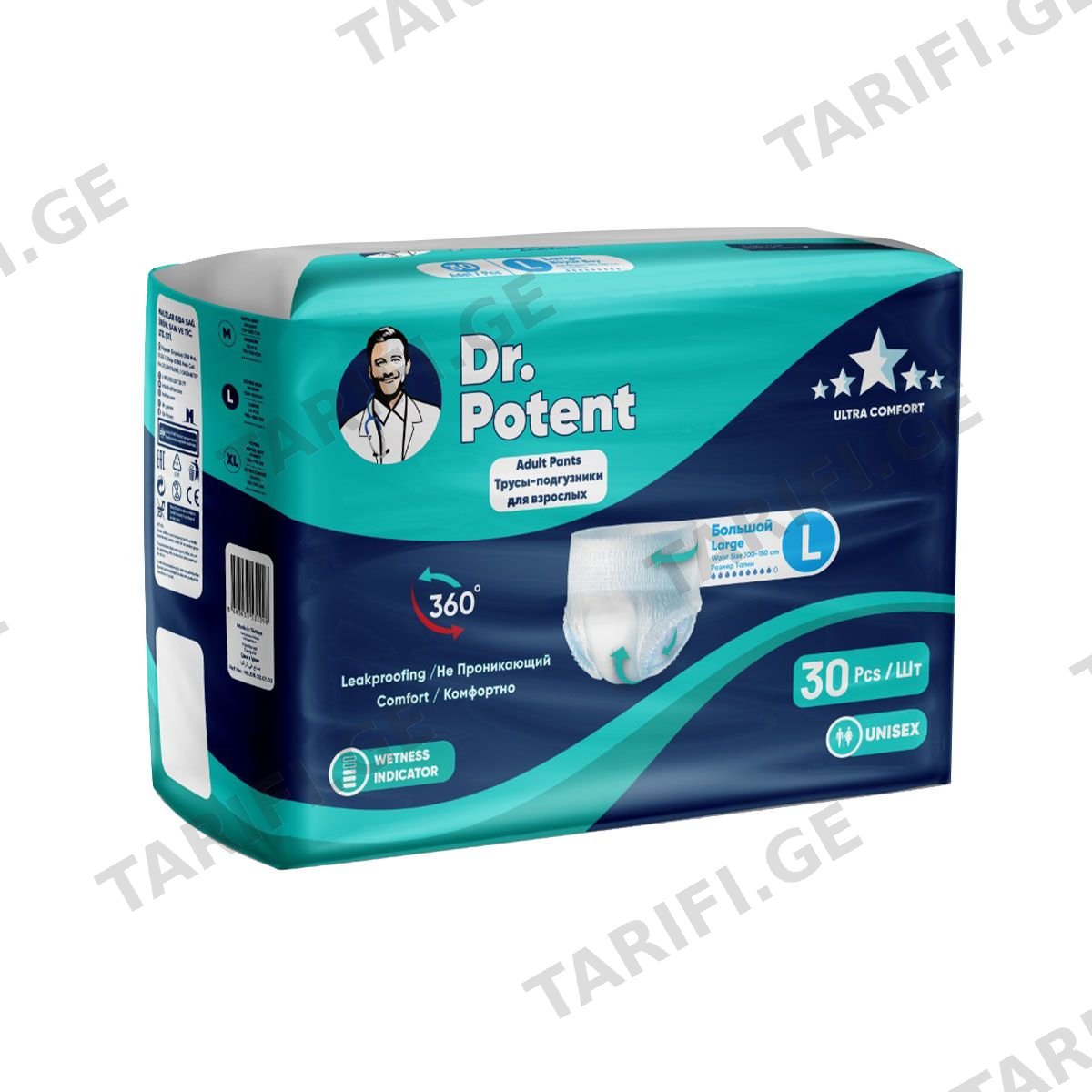 Dr. Potent - დოქტორ პოტენტი მწოლიარის ტრუსი L 30 ცალი 0298