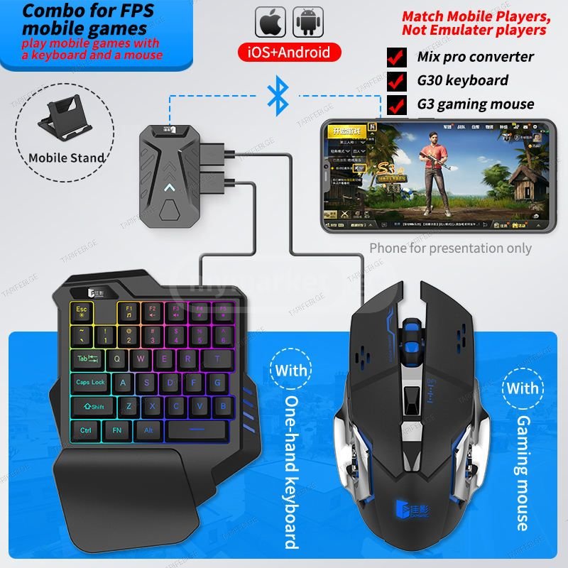 მობილურის გეიმპადი/კონტროლერი PuBg Keyboard Mouse Set