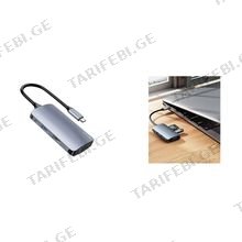 Yesido HB16 7in1 გადამყვანი ჰაბი USB-C to TF/SD + USB 3.0/2.0+PD+VGA