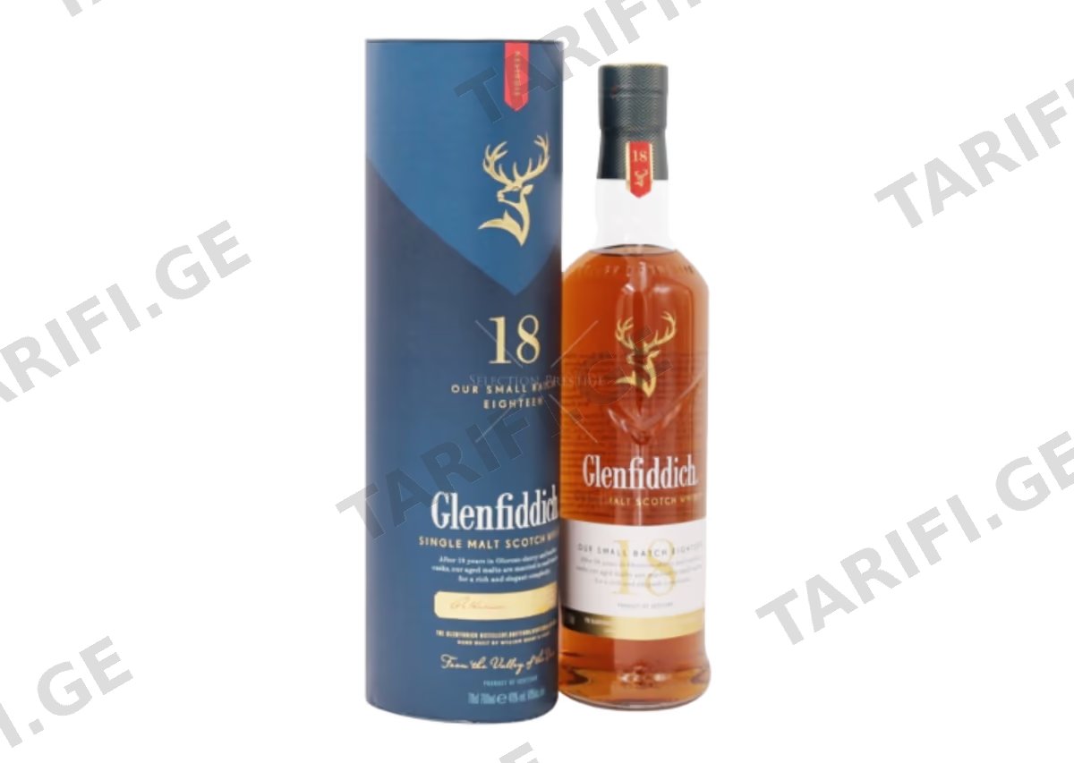 შოტლანდიური ერთალაოიანი ვისკი Glenfiddich, 18 წლიანი - 0.7L