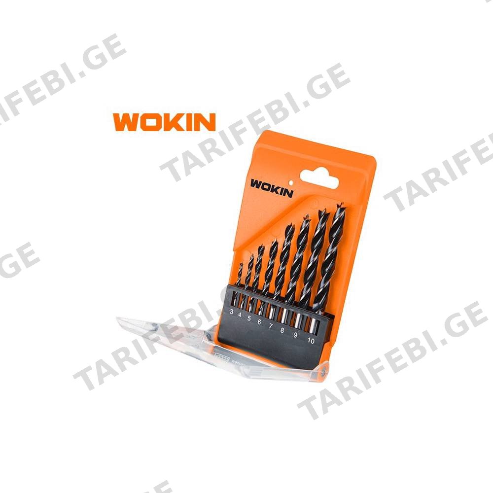 ბურღის პირები Wokin 751608, 8Pcs WOOD DRILL BIT SET, Black