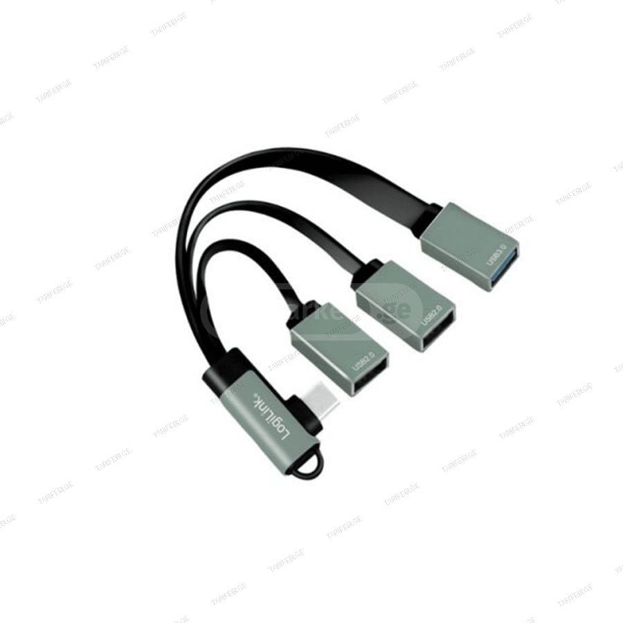 Logilink UA0361 USB-C Hub, 90° USB-C plug to 2x USB