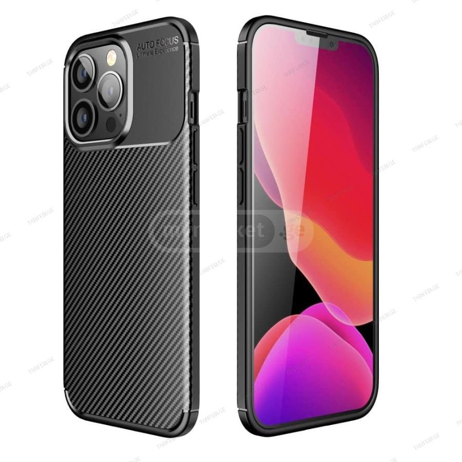 კარბონის ქეისი iPhone 13 Pro Max Focus Carbon Case - შავი