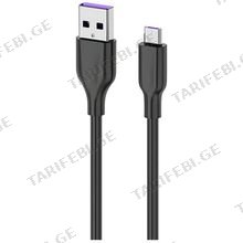 USB კაბელი 2E CCAM-BL USB-A MICROUSB GLOW 1M BLACK