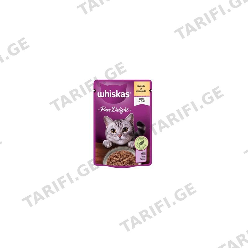WHISKAS კატის კვება ქათმის ჟელე 85გრ