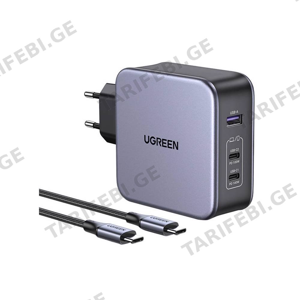 დამტენი UGREEN CD289 (90549) Nexode, 140W, USB, Type-C Gray