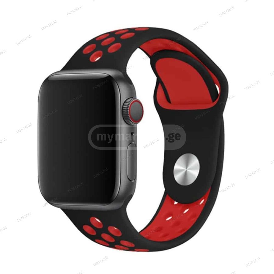 სმარტ საათის სამაჯური Apple Watch 40mm Sport Band - შავი-წით