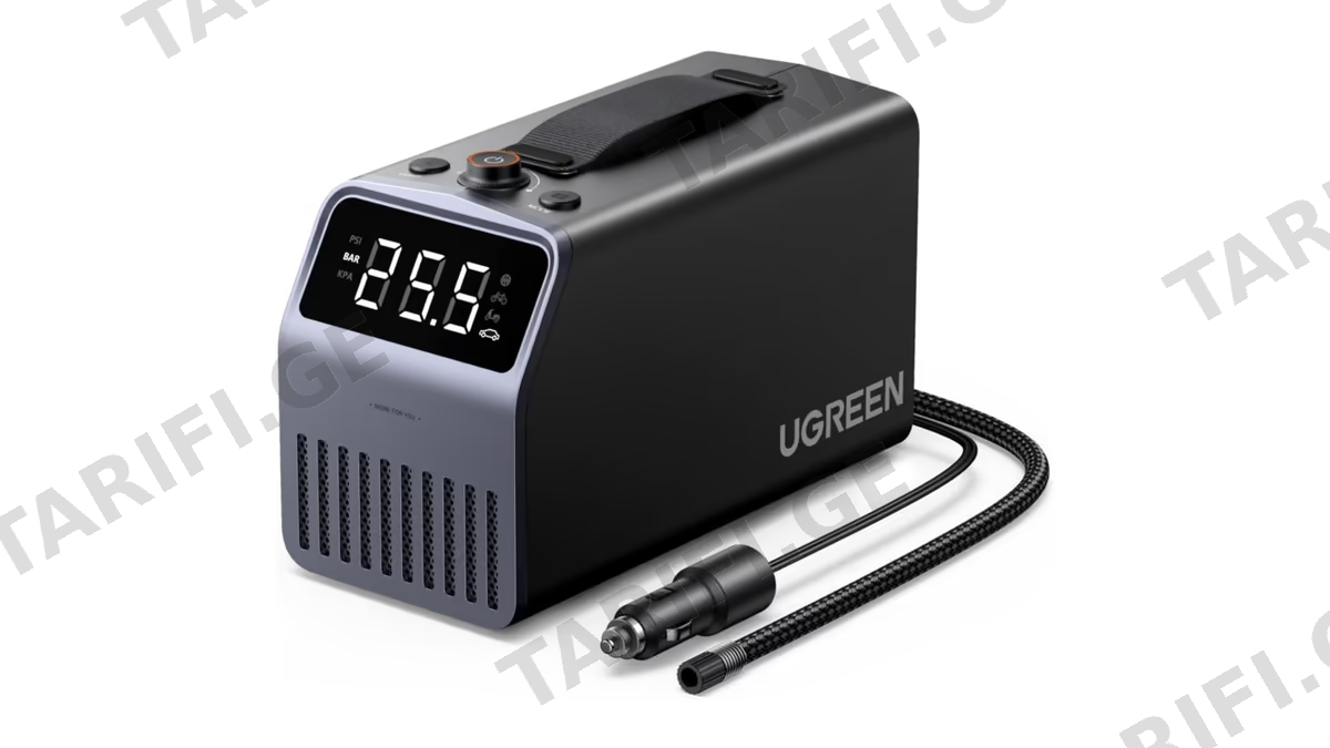მანქანის კომპრესორი UGREEN ET723 (35976) PRO, Portable Tire Inflator, Grey/Black