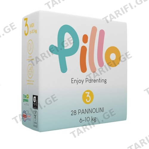 პილო - პრემიუმი ბავშვის საფენი ზ-3 /6-10კგ/ #28 0 Pillo Diapers size 3