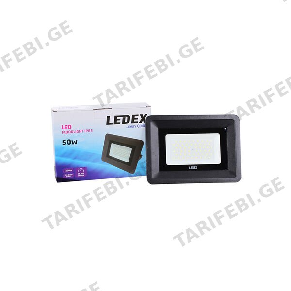 LED პროჟექტორი შავი 50ვტ 6500კ LEDEX IP65