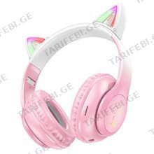 Hoco W42 Cat ears Pink უსადენო ყურსასმენი
