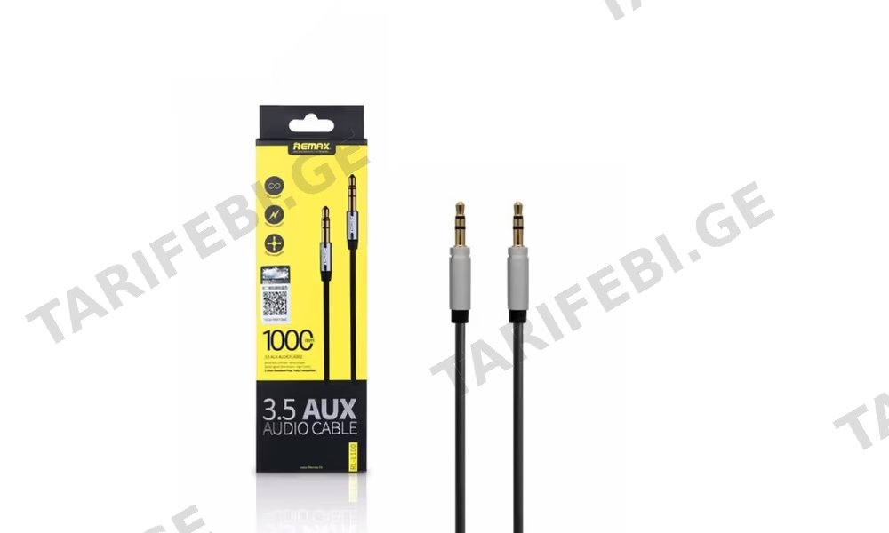 REMAX RL-L100 3.5 AUX Audio Cable (შავი)