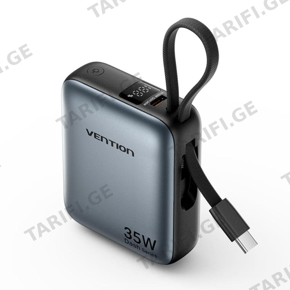 პოტრატული დამტენი Vention FHEH0 10.000mAh Mini Power Bank 35W Grey